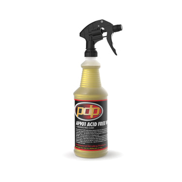 Spray bottle with a black and yellow label on a white background