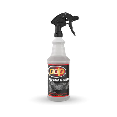 Spray bottle labeled 'PDP Apoacid Cleaner' on a white background