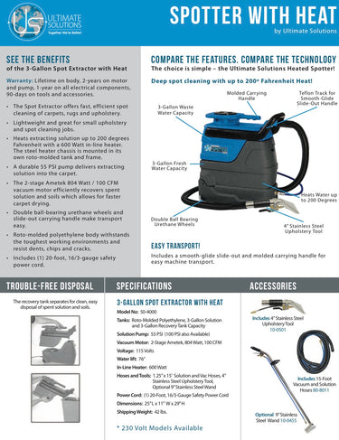 Sandia 3 Gallon Heated Spot Extractor